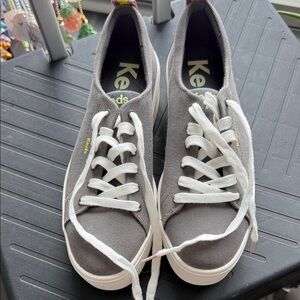 Keds Charcoal Platform Sneakers with White Laces